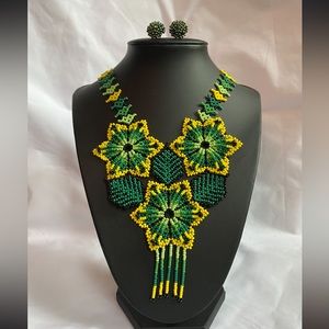 Handmade Beaded Necklace and Earring set